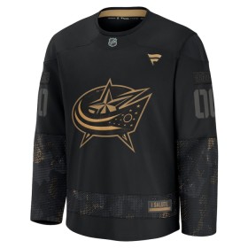 Columbus Blue Jackets Dresy Personalizované Fanatics Military Appreciation Practice 2024-25 Černá - Pánské